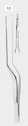 Пінцет ГЕРАЛЬДА (GERALD), байонентний, 1х2 зубці, 18,0 см (cm)
